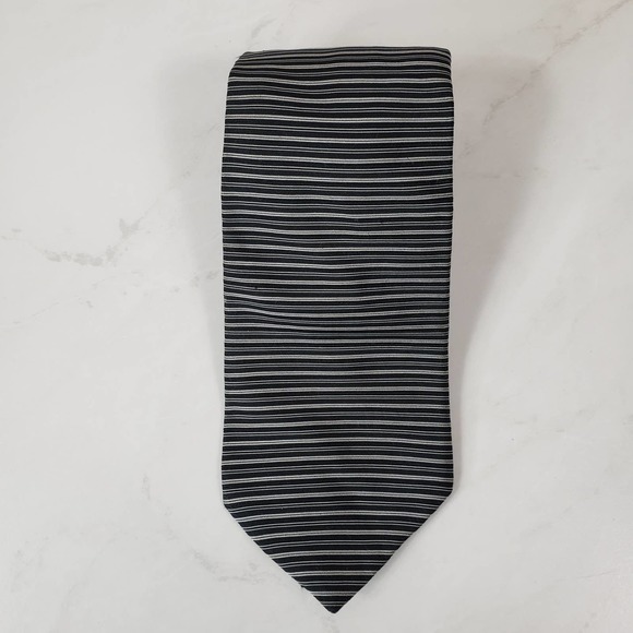 Van Heusen Other - Van Heusen Neck Tie Mens Size 57" Designer Classic Striped Silk Black